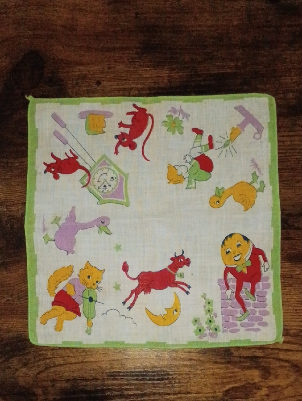 Vintage 1950s Child's Nursery Rhyme Handkerchief